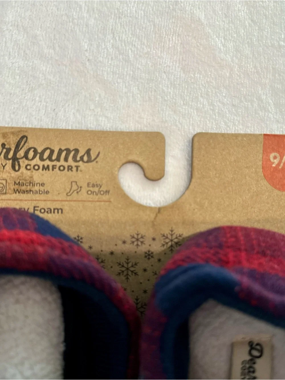 NWT Dearfoams Red and Navy Plaid 'LIL BEAR' Slippers for kids
